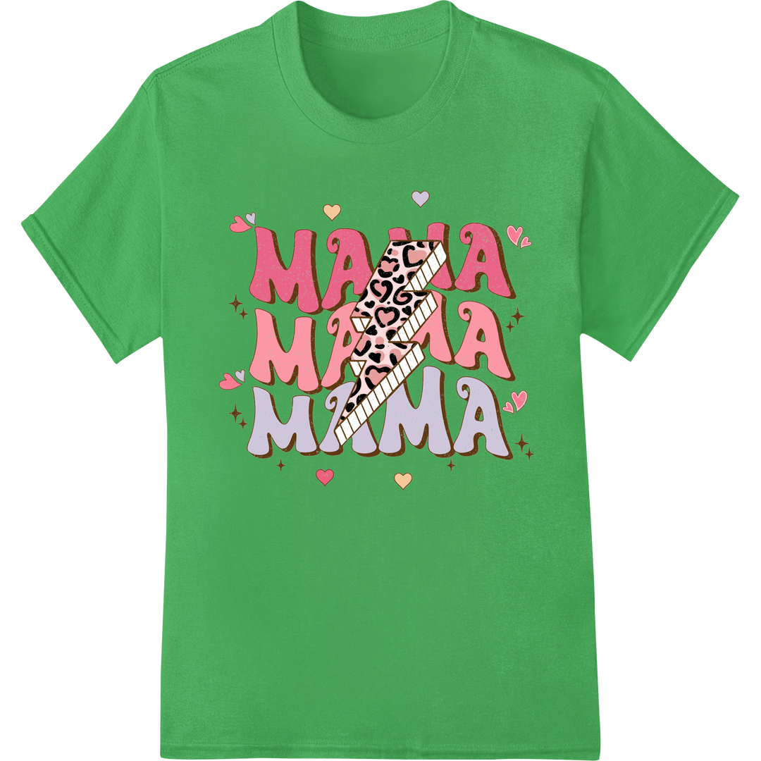 Retro "Mama Mama" Valentine's Day DTF Print Heat Transfer on green shirt - SUPERDTF-DTF Prints-DTF Transfers-Custom DTF Prints