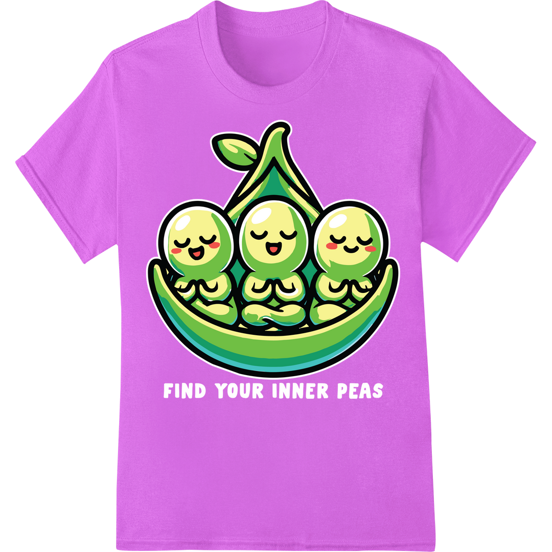 Adorable Peas in a Pod: Cute Yoga Cartoon DTF Print Transfer on purple shirt - SUPERDTF-DTF Prints-DTF Transfers-Custom DTF Prints