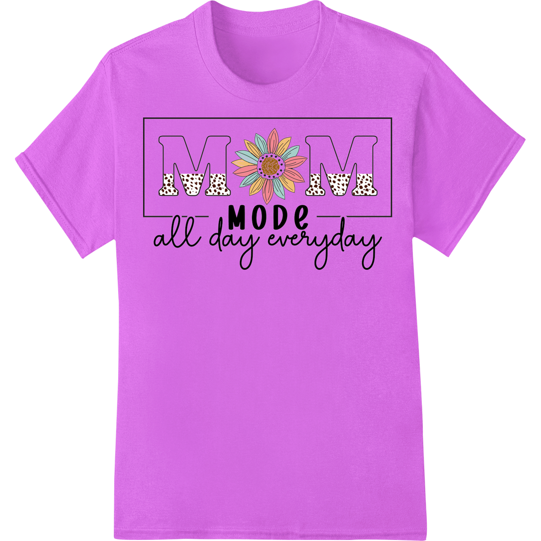 Vibrant Floral 'MOM all day everyday' | Mother's Day DTF Print on purple shirt - SUPERDTF-DTF Prints-DTF Transfers-Custom DTF Prints