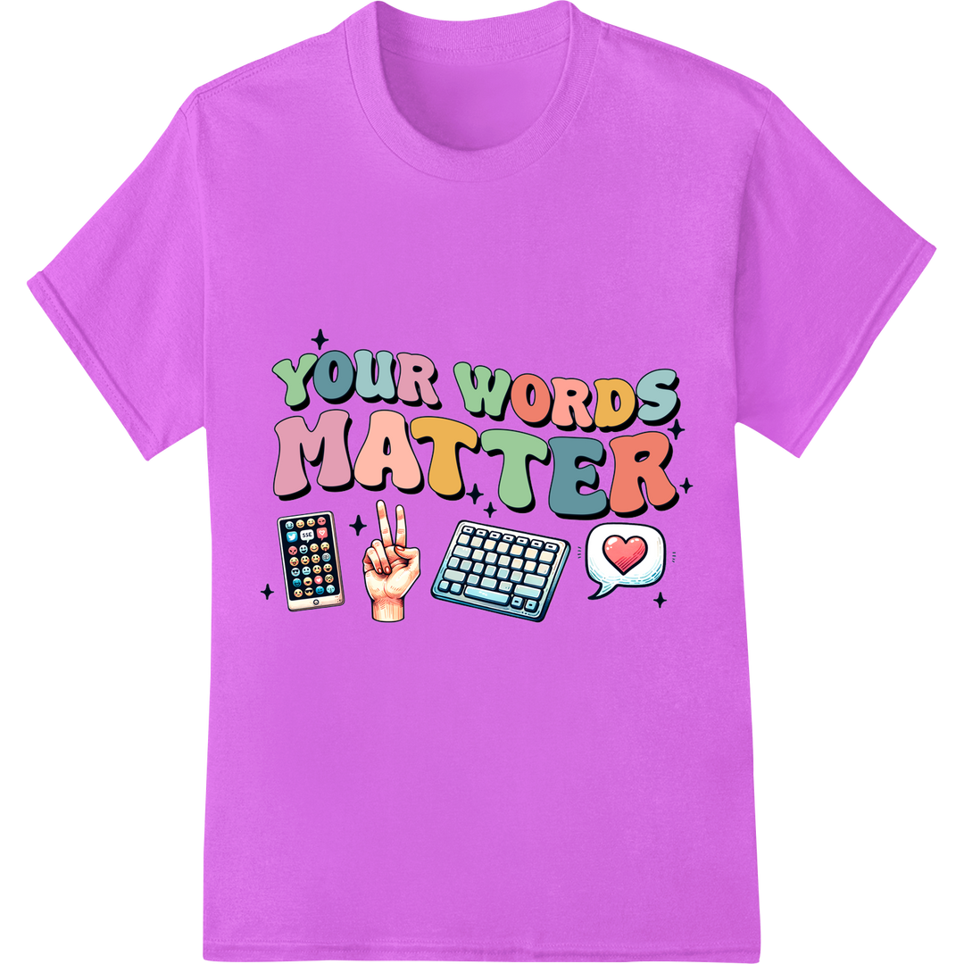 Inspire & Empower: Your Words Matter Autism DTF Print on purple shirt - SUPERDTF-DTF Prints-DTF Transfers-Custom DTF Prints