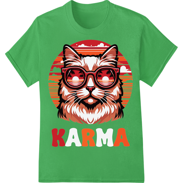 Retro Cat Lover DTF Print Heat Transfer | Stylish Shades on green shirt - SUPERDTF-DTF Prints-DTF Transfers-Custom DTF Prints