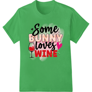 Playful 'Some Bunny Loves Wine' Valentine's Day DTF Print made with premium custom print solutions