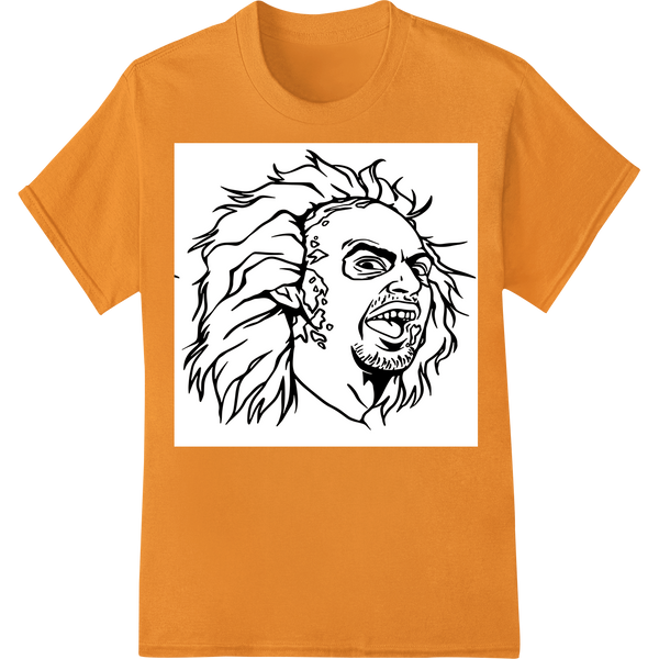 Grotesque Zombie Face DTF Print Heat Transfer on orange shirt - SUPERDTF-DTF Prints-DTF Transfers-Custom DTF Prints