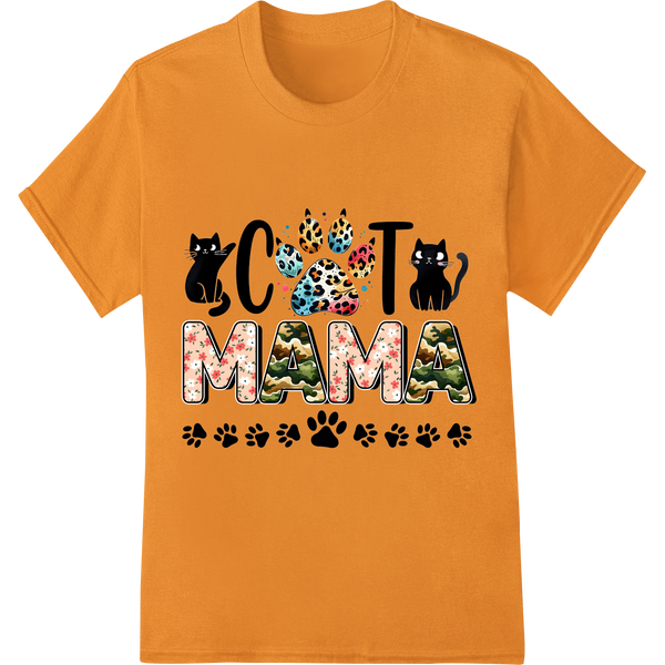 Adorable 'CAT MAMA' DTF Print Heat Transfer - Purrfect Gift! on orange shirt - SUPERDTF-DTF Prints-DTF Transfers-Custom DTF Prints