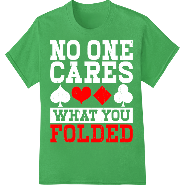 Bold Poker 'FOLDED' Heart Diamond DTF Print Heat Transfer on green shirt - SUPERDTF-DTF Prints-DTF Transfers-Custom DTF Prints