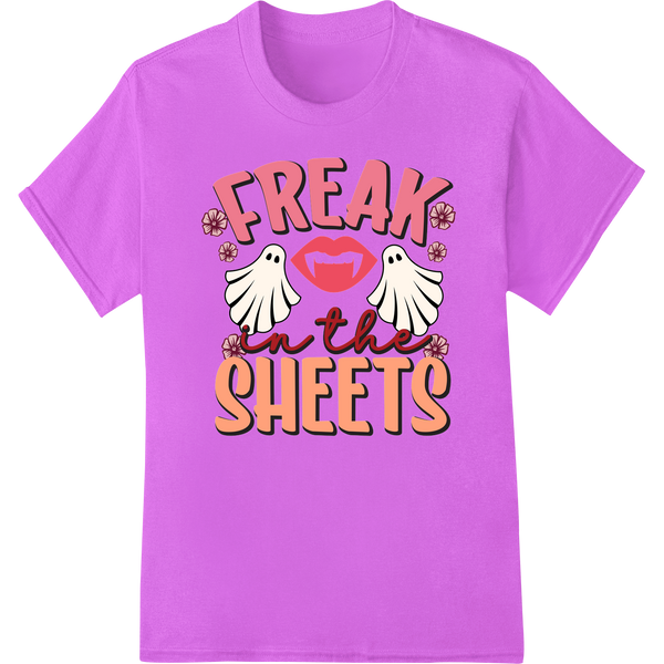 Freak on the Sheets: Playful Halloween DTF Print Transfer on purple shirt - SUPERDTF-DTF Prints-DTF Transfers-Custom DTF Prints