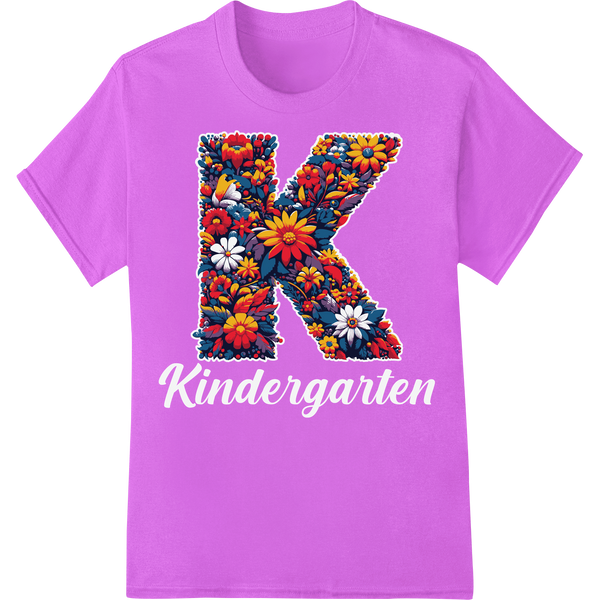 Vibrant Floral Alphabet 'K' DTF Print Heat Transfer on purple shirt - SUPERDTF-DTF Prints-DTF Transfers-Custom DTF Prints