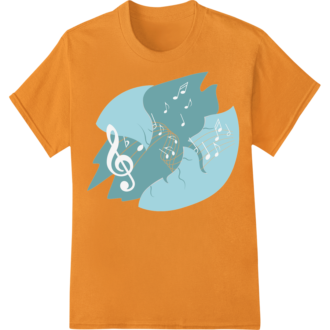 Harmonious Abstract Musical Notes DTF Print Heat Transfer on orange shirt - SUPERDTF-DTF Prints-DTF Transfers-Custom DTF Prints