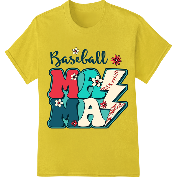 Baseball MAMA: Celebrate Mother's Day with Sports Style on yellow shirt - SUPERDTF-DTF Prints-DTF Transfers-Custom DTF Prints