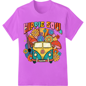 Durable personalized clothing applied to Retro 'Hippie Soul' Psychedelic VW Bus DTF Print Design