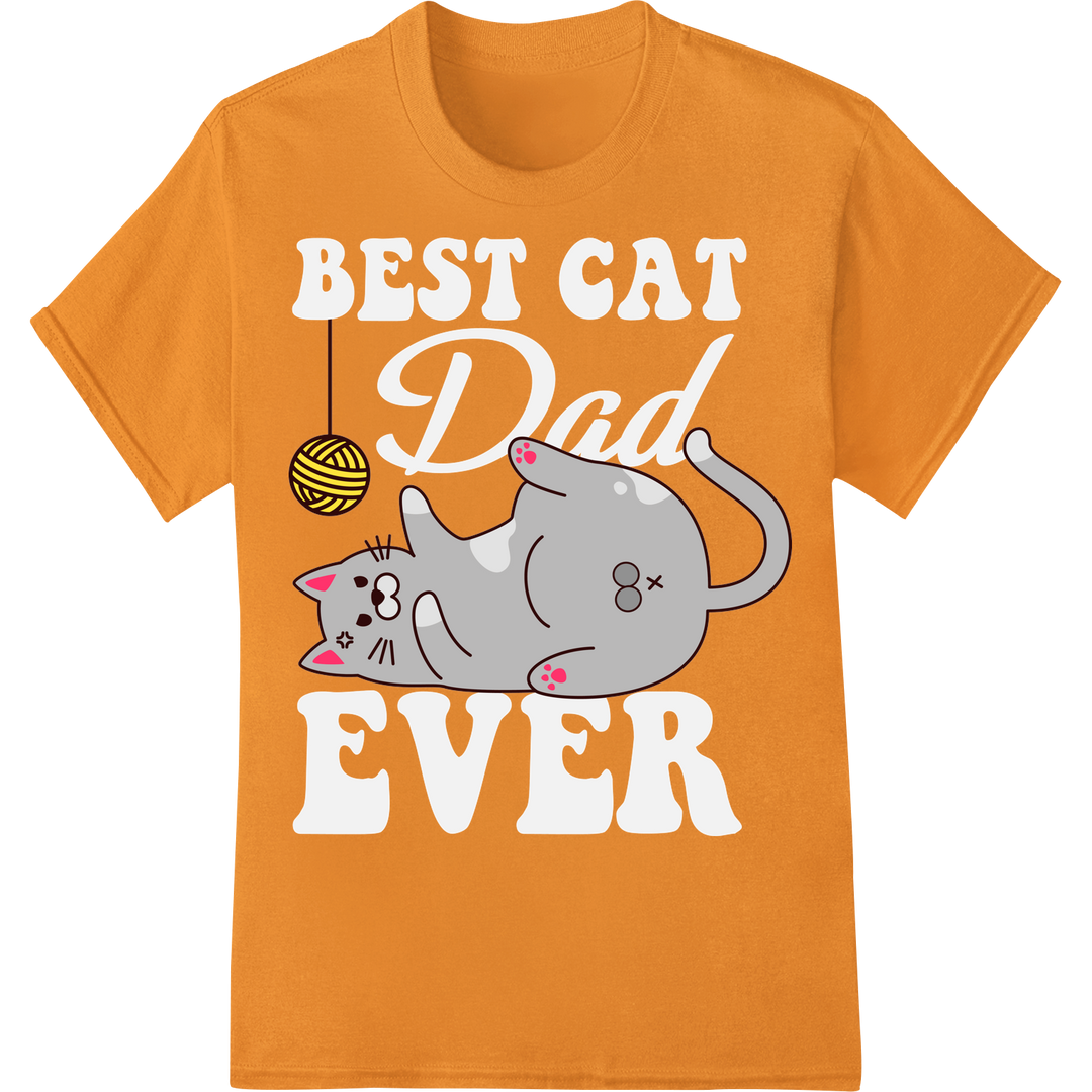 Playful 'Cat Dad' DTF Print Heat Transfer for Father's Day on orange shirt - SUPERDTF-DTF Prints-DTF Transfers-Custom DTF Prints