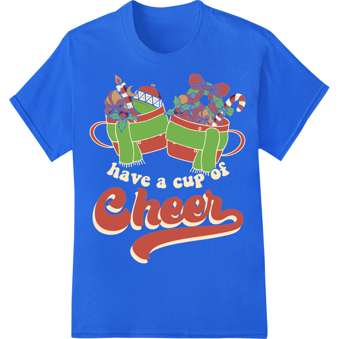 Retro Christmas Cheer DTF Print Heat Transfer | Super DTF on blue shirt - SUPERDTF-DTF Prints-DTF Transfers-Custom DTF Prints