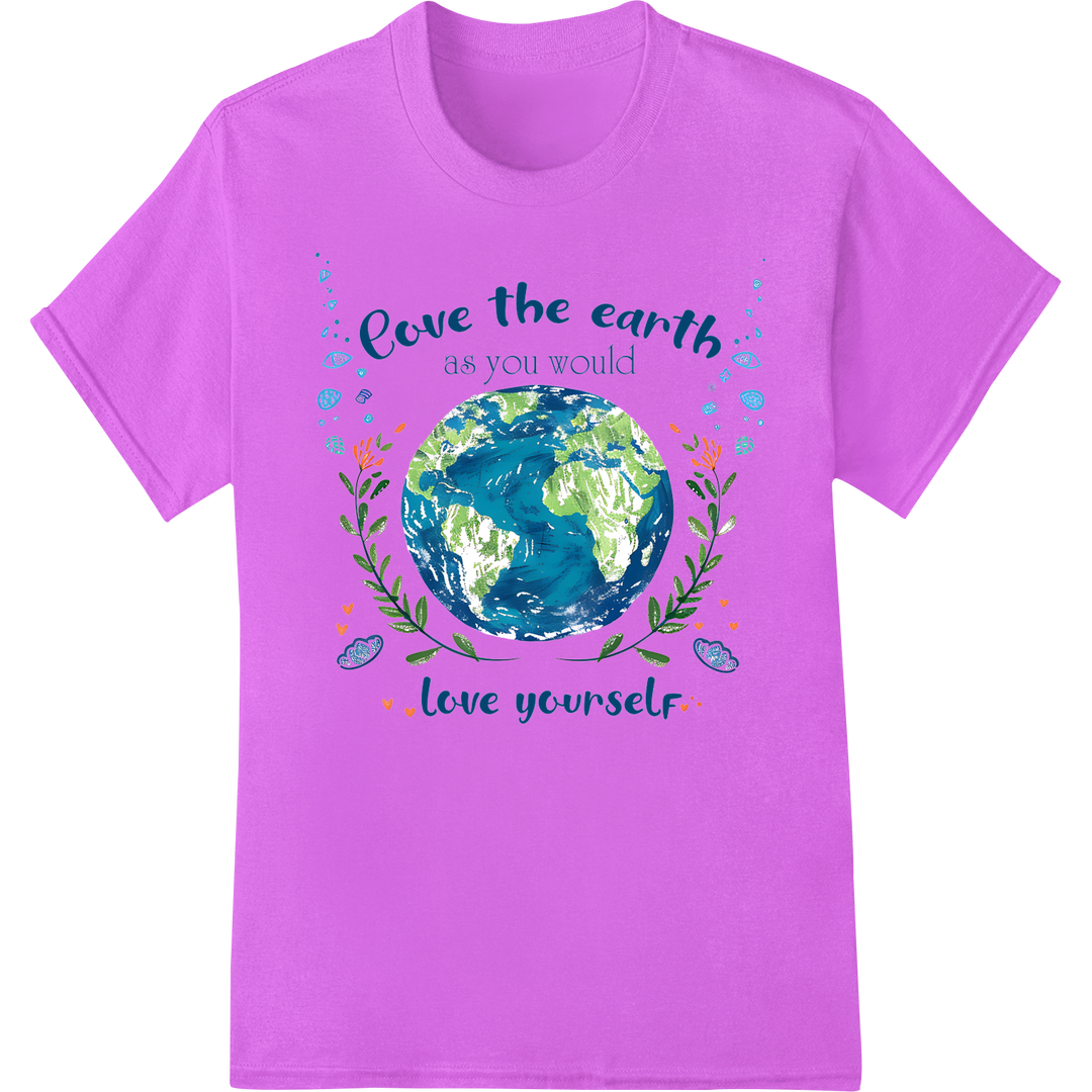 Embrace Earth's Beauty: Eco-Chic DTF Print Heat Transfer on purple shirt - SUPERDTF-DTF Prints-DTF Transfers-Custom DTF Prints