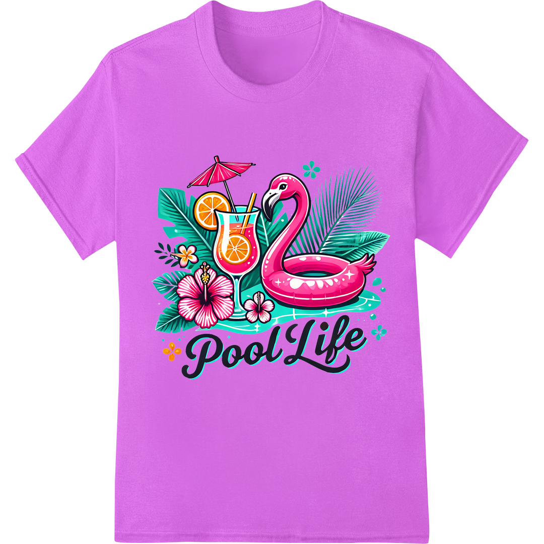 Dive into Summer with our Vibrant 'Pool Life' DTF Print on purple shirt - SUPERDTF-DTF Prints-DTF Transfers-Custom DTF Prints