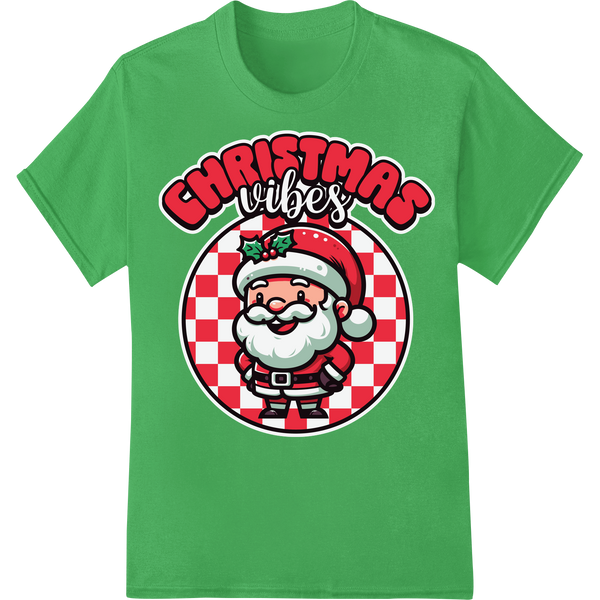 Groovy Santa DTF Print Heat Transfer | Festive Christmas on green shirt - SUPERDTF-DTF Prints-DTF Transfers-Custom DTF Prints