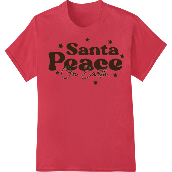 Spread Holiday Cheer with 'Santa Peace On Earth' DTF Print on red shirt - SUPERDTF-DTF Prints-DTF Transfers-Custom DTF Prints