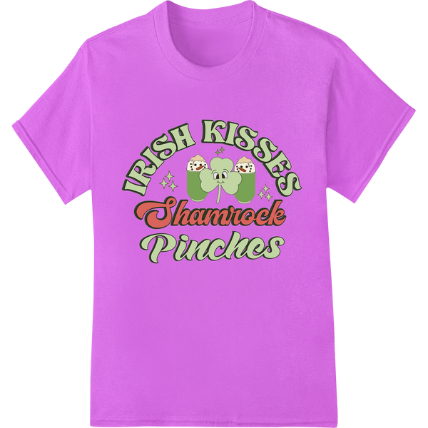 Retro Irish Kisses Shamrock Pinches DTF Print Heat Transfer on purple shirt - SUPERDTF-DTF Prints-DTF Transfers-Custom DTF Prints