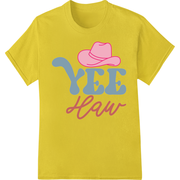 Yee Haw! Cowboy Hat DTF Print Heat Transfer | Western Style on yellow shirt - SUPERDTF-DTF Prints-DTF Transfers-Custom DTF Prints