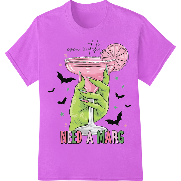 Vibrant custom apparel print on Witchy Martini Magic: Halloween Cocktail Illustration