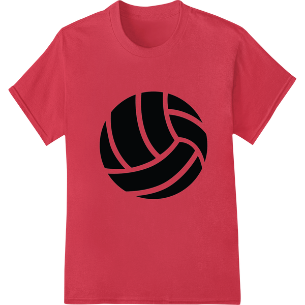 Bold Black and White Volleyball Design for Sports Fans on red shirt - SUPERDTF-DTF Prints-DTF Transfers-Custom DTF Prints