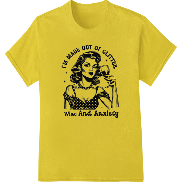 Retro Glam: Witty Vintage-Style DTF Print Heat Transfer on yellow shirt - SUPERDTF-DTF Prints-DTF Transfers-Custom DTF Prints