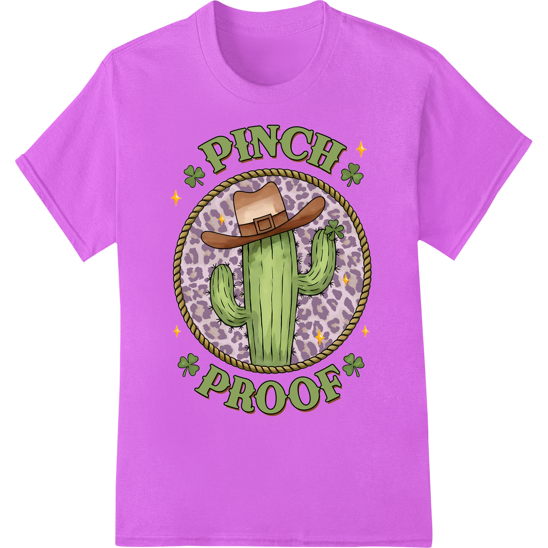 Pinch-Proof St. Patrick's Day Western Cactus DTF Print on purple shirt - SUPERDTF-DTF Prints-DTF Transfers-Custom DTF Prints