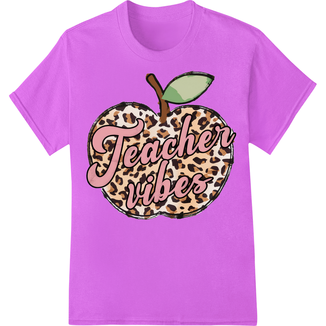 Wild Apple Teacher Vibes DTF Heat Transfer Print | Retro on purple shirt - SUPERDTF-DTF Prints-DTF Transfers-Custom DTF Prints