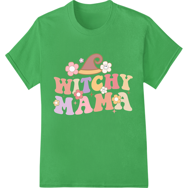 Expert digital printing craftsmanship on Adorable 'Witchy Mama' Halloween Heat Transfer Design