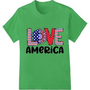 Patriotic 'LOVE AMERICA' Typography DTF Print Heat Transfer with custom DTF printing service artwork