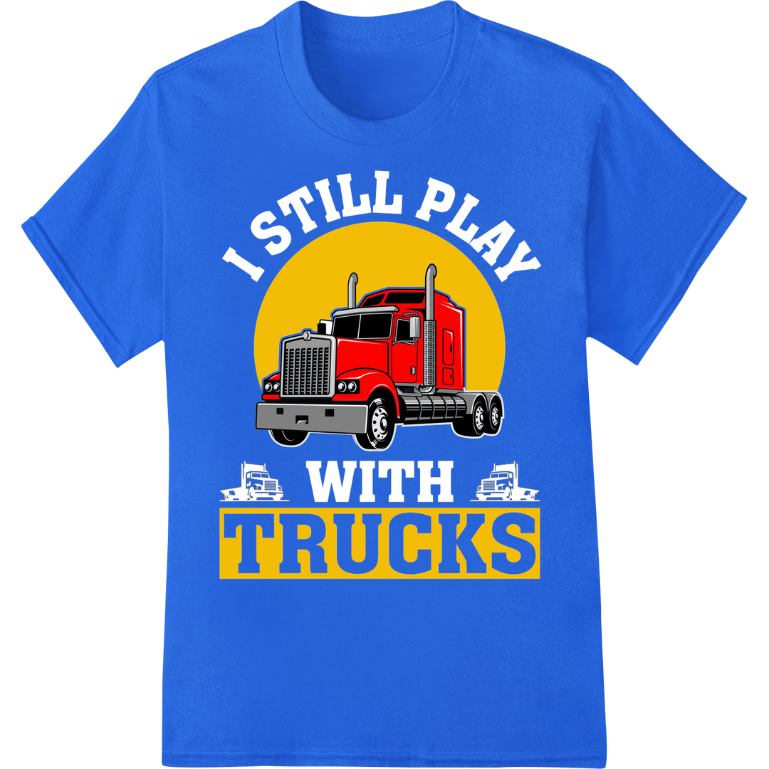 Bold Semi Truck DTF Heat Transfer | Vibrant Transportation on blue shirt - SUPERDTF-DTF Prints-DTF Transfers-Custom DTF Prints