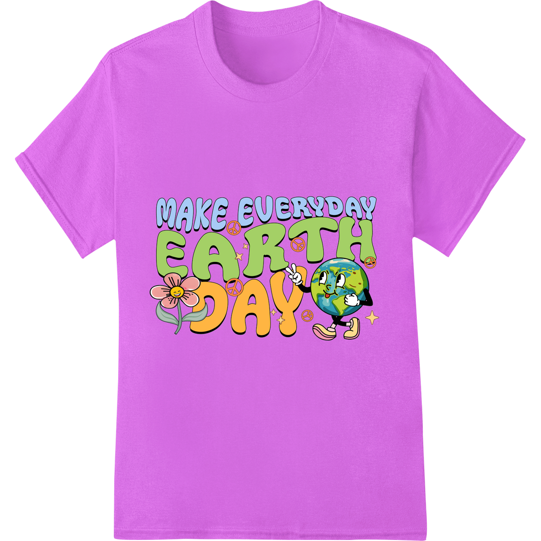 Celebrate Earth Day Every Day: Eco-Friendly DTF Print on purple shirt - SUPERDTF-DTF Prints-DTF Transfers-Custom DTF Prints