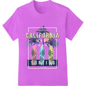 Durable high-quality t-shirt printing applied to Vintage California Surfing 1851 Retro Surf Design