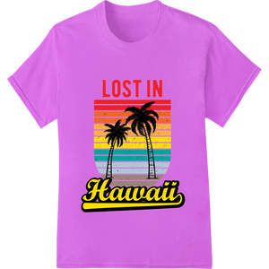 Durable custom DTF designs applied to Lost in Hawaii: Tropical Sunset Palm Trees Heat Transfer