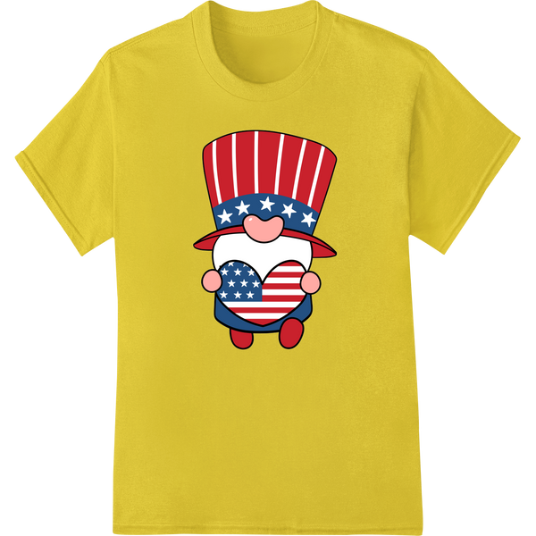 Cutting-edge customized apparel featured on Adorable Patriotic Gnome with American Flag Heart