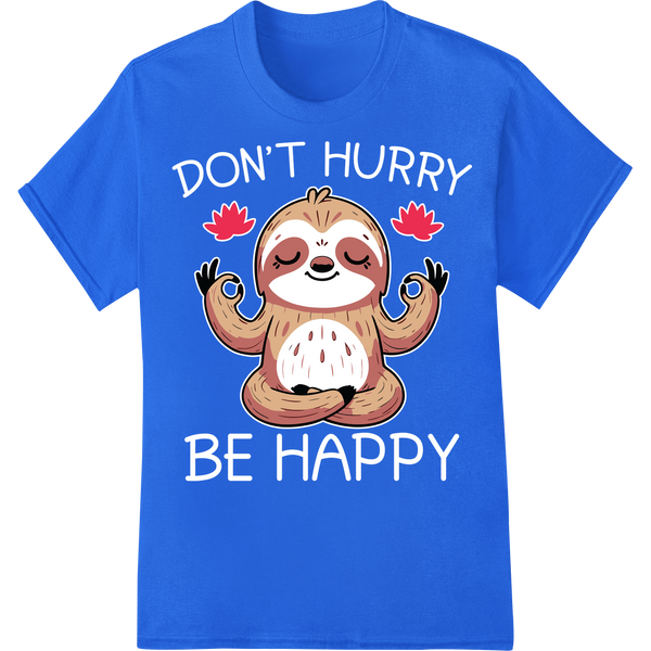 Adorable Sloth Yoga Meditation DTF Heat Transfer Print on blue shirt - SUPERDTF-DTF Prints-DTF Transfers-Custom DTF Prints