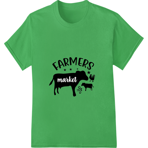 Rustic Farmers Market Charm: DTF Print Heat Transfer on green shirt - SUPERDTF-DTF Prints-DTF Transfers-Custom DTF Prints