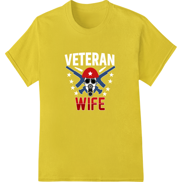 Bold Patriotic WIFE Veteran DTF Print Heat Transfer on yellow shirt - SUPERDTF-DTF Prints-DTF Transfers-Custom DTF Prints