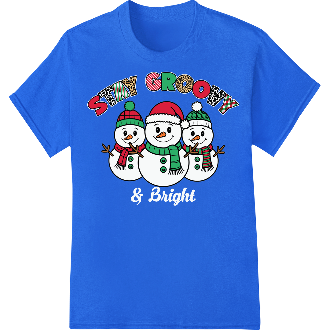 Frosty Fun: Retro Snowman DTF Print for Winter Magic on blue shirt - SUPERDTF-DTF Prints-DTF Transfers-Custom DTF Prints