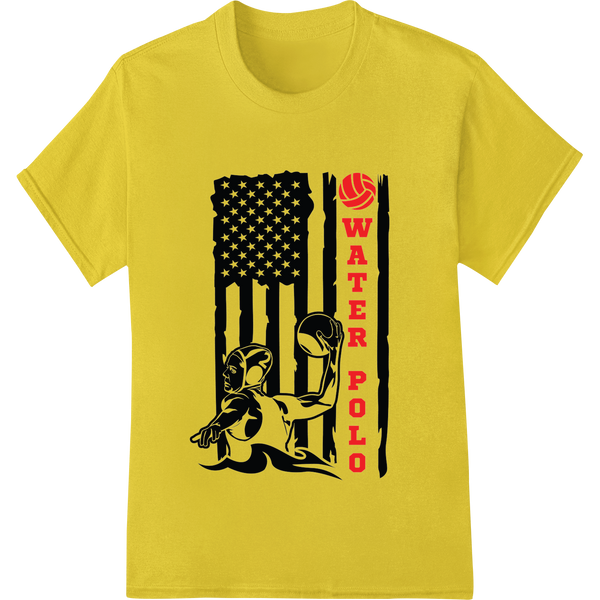 Water Polo Player American Flag Silhouette on yellow shirt - SUPERDTF-DTF Prints-DTF Transfers-Custom DTF Prints