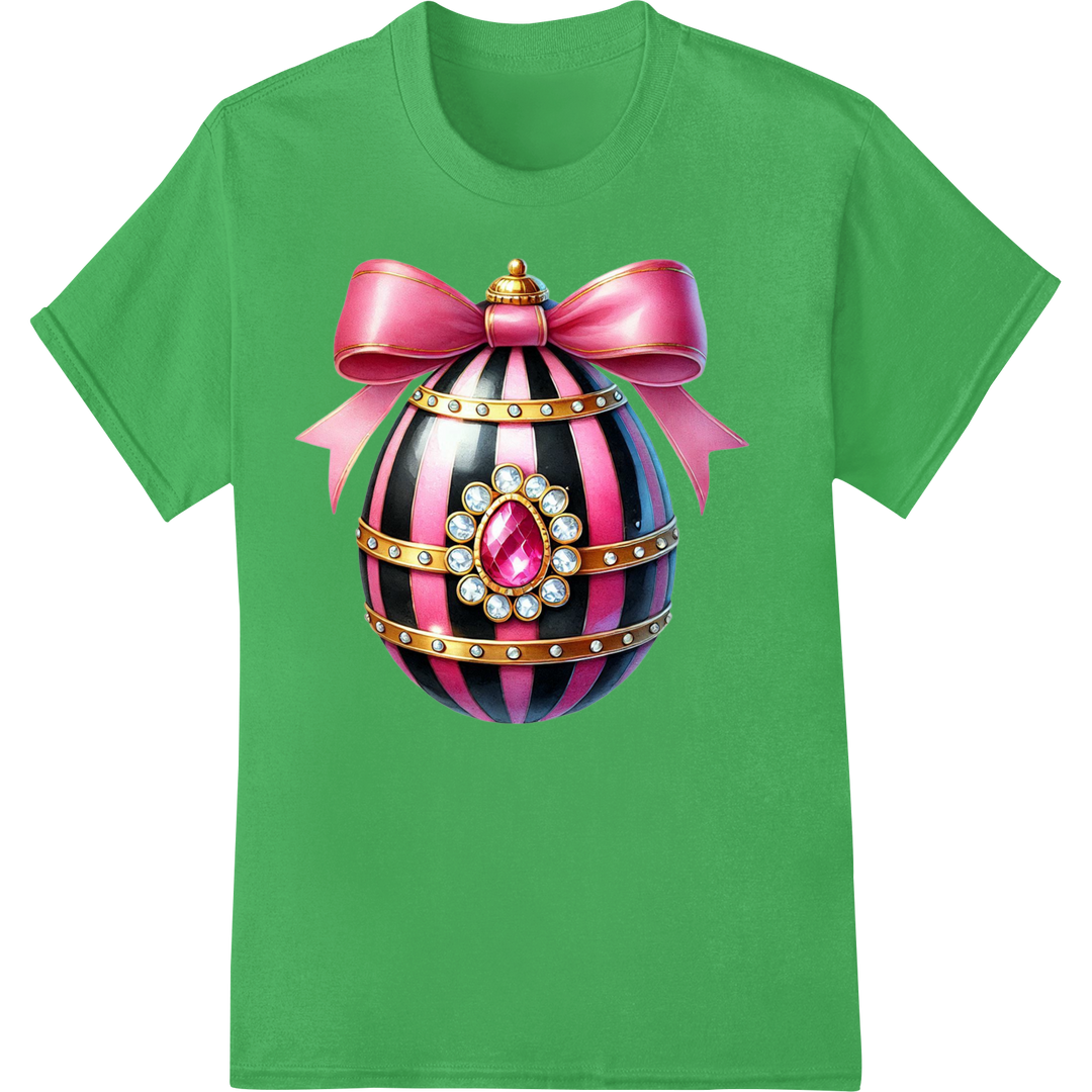 Enchanting Easter Egg Bauble: Elegant DTF Print Heat Transfer on green shirt - SUPERDTF-DTF Prints-DTF Transfers-Custom DTF Prints