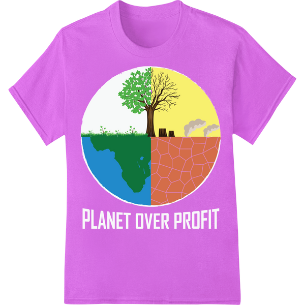 Vibrant Save the Earth DTF Print Heat Transfer | Eco-Style on purple shirt - SUPERDTF-DTF Prints-DTF Transfers-Custom DTF Prints