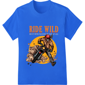 Custom garment printing design - Ride Wild Motorcycle Adventure Heat Transfer Print