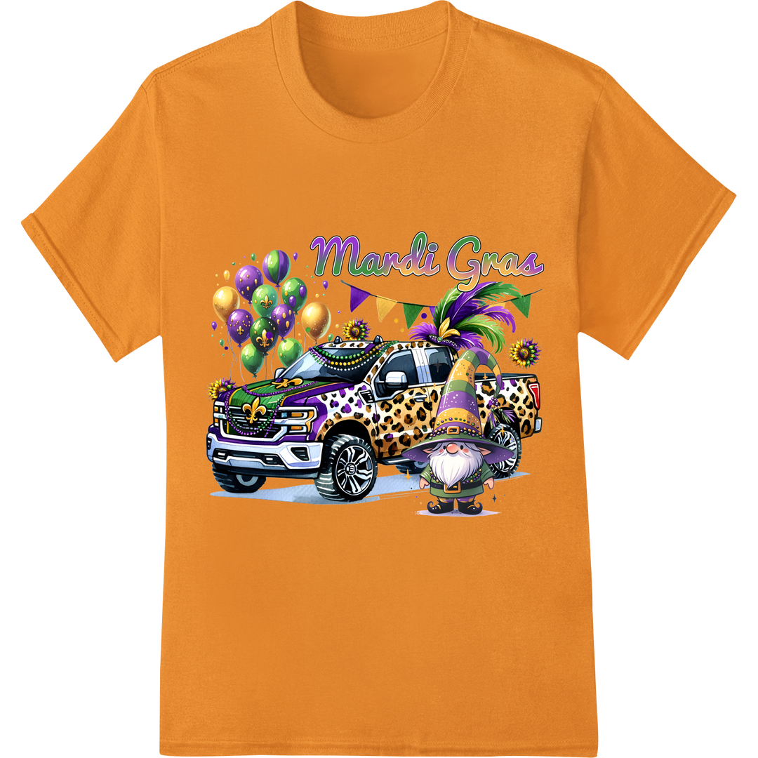 Festive Mardi Gras Parade Truck DTF Heat Transfer on orange shirt - SUPERDTF-DTF Prints-DTF Transfers-Custom DTF Prints