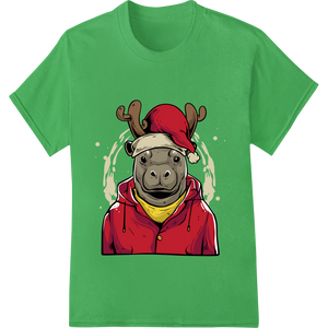 Jolly Cartoon Reindeer Christmas Heat Transfer Design - High-quality customized apparel