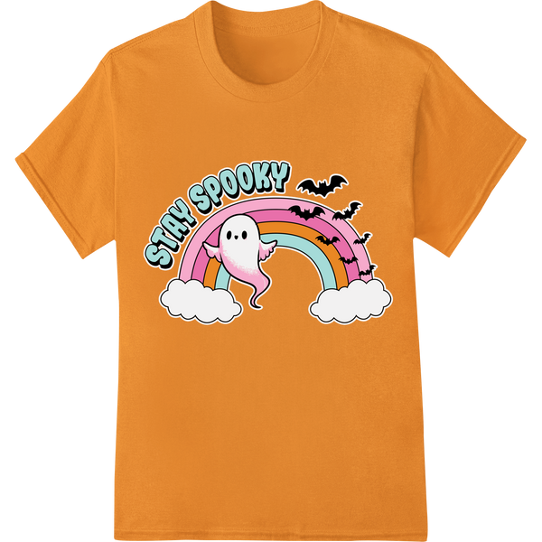 Personalized high-quality t-shirt printing design for Haunt in Style: Adorable 'STAY SPOOKY' Ghost DTF Print