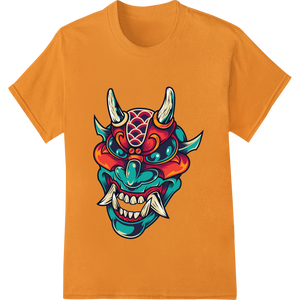 Vibrant Demon Mask Heat Transfer Print by Super DTF showcasing advanced vibrant DTF prints technology