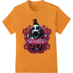 Sinister Clown: Spine-Chilling Halloween Heat Transfer featuring professional professional DTF printing