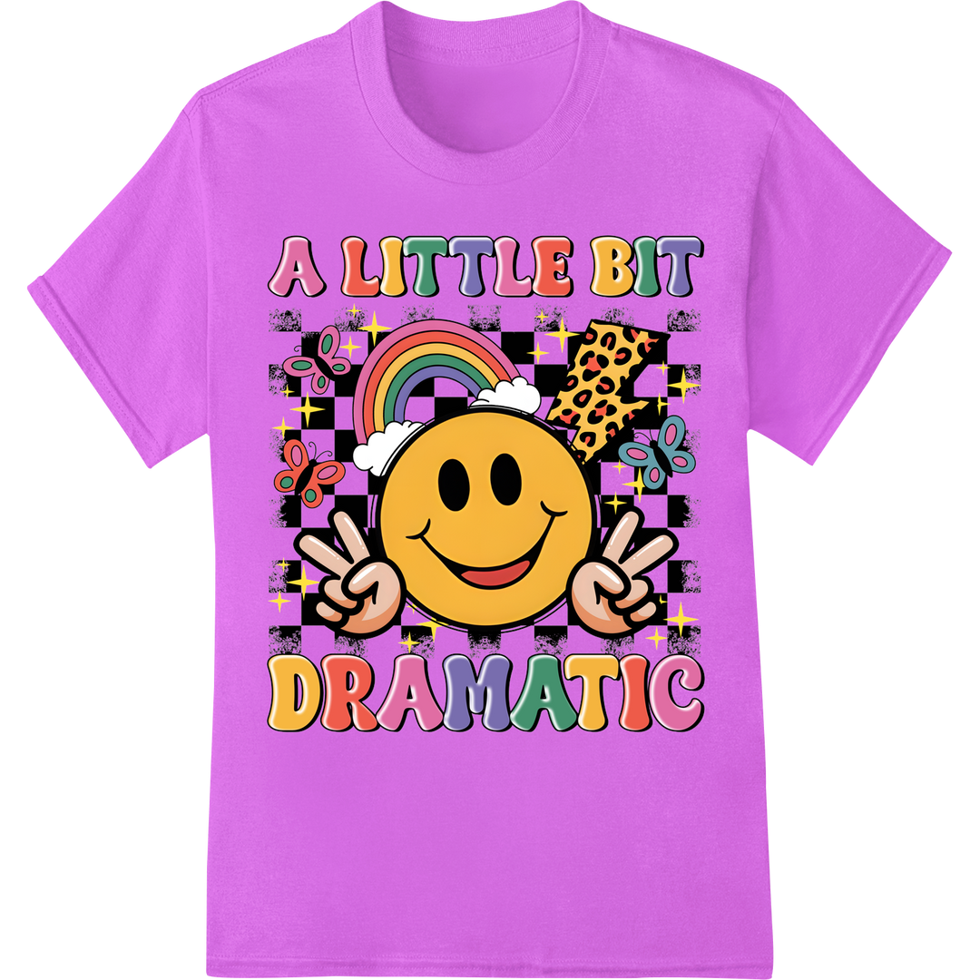 Retro Rainbow Smiley: A Little Bit Dramatic DTF Print on purple shirt - SUPERDTF-DTF Prints-DTF Transfers-Custom DTF Prints