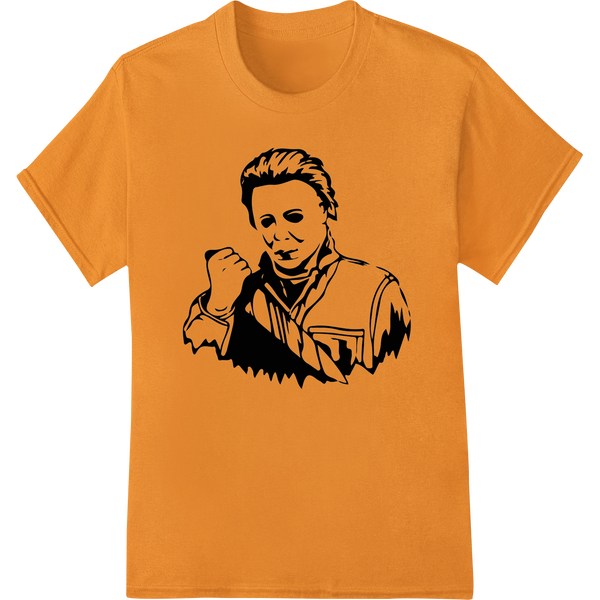 Haunting Michael Myers Halloween Sketch DTF Heat Transfer on orange shirt - SUPERDTF-DTF Prints-DTF Transfers-Custom DTF Prints