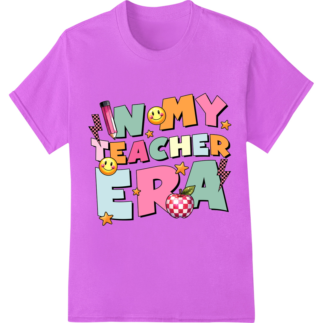 Retro 'In My Teacher Era' DTF Print Transfer | Teacher Gifts on purple shirt - SUPERDTF-DTF Prints-DTF Transfers-Custom DTF Prints